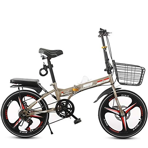Folding Bike : Folding Bicycle for Ladies And Men 20" Lightweight Alloy Speed Adult Variable-Speed Folding Mountain Bike Bicycle, Ultra Light Speed Portable Bicycle To Work School Commute, Beige