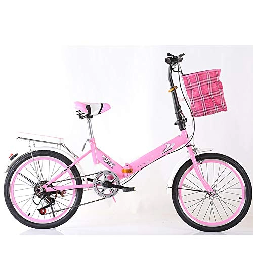 Folding Bike : Folding Bicycle for Ladies And Men 20" Lightweight Alloy Speed Adult Variable-Speed Folding Mountain Bike Bicycle, Ultra Light Speed Portable Bicycle To Work School Commute, Pink