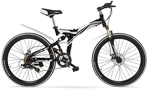 Folding Bike : Folding Bicycle for Ladies And Men 24" Lightweight Alloy 21-Speed Disc Brake Adult Variable-Speed Folding Mountain Bike Bicycle, Ultra Light Speed Portable Bicycle To Work School Commute, White