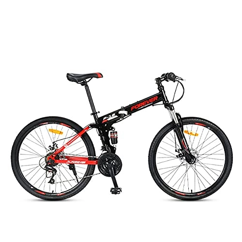 Folding Bike : Folding Bicycle for Ladies and Men Lightweight Alloy Speed Adult Variable-Speed Folding Mountain Bike Bicycle, Ultra Light Speed Portable Bicycle to Work School Commute / Red