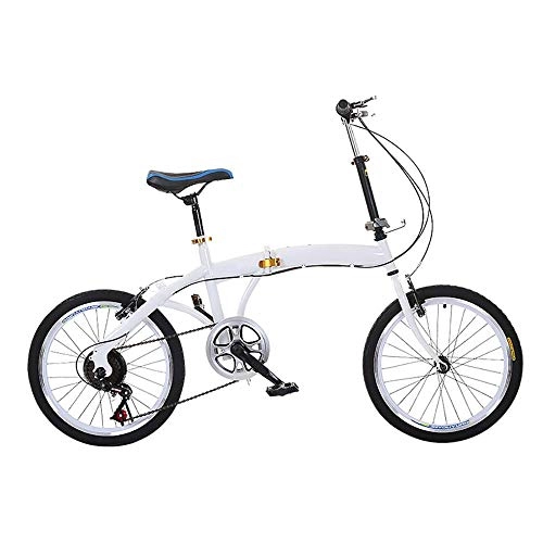 Folding Bike : Folding Bicycle, Ladies Bike, Bike Adult, for Commuting Traveling Shopping Sports, Easy To Fold (20 Inch White)