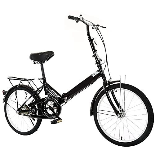Folding Bike : Folding Bicycle, Mini Portable Commuter Bike 20-Inch Male And Female Adult Primary And Secondary School Students, Children, Big Children's Bicycles, Black