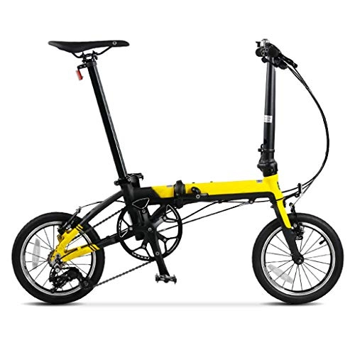 Folding Bike : Folding bicycle mini ultra light 36cm small round adult students men and women bicycle - yellow