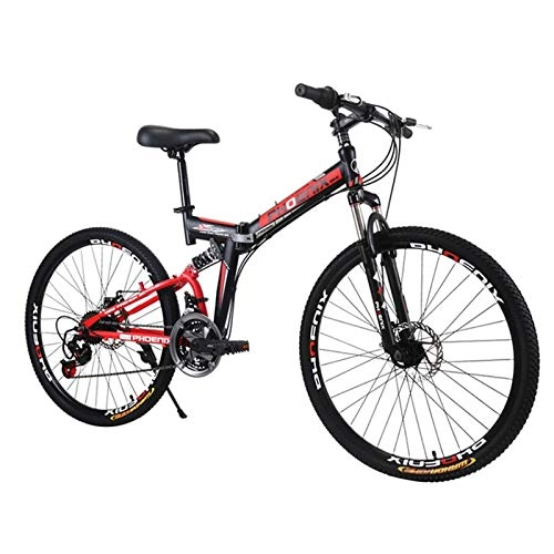 Folding Bike : Folding Bicycle Mountain Bike 24 Inches 24 Speed Road Bike Folding Bikes Mtb Snow Beach Bicycle Double Disc Brake Sport Bicycles Mountain Bicycle Multiple Colour ( Color : Red , Size : 26inch )
