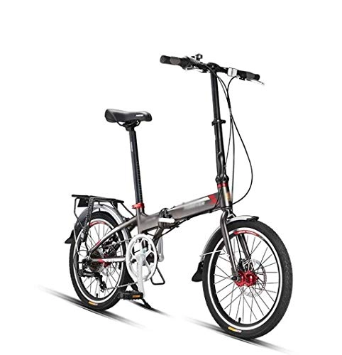 Folding Bike : Folding Bicycle Mountain Bike, Men Women 20Inch 7-speed Variable Speed Double Disc Brake Off-road Bike Tour Travel Bike, Student Adult Bicycle, Ultra Light Portable Quickly Folding Easy Store