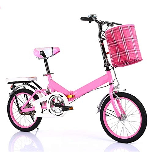 Folding Bike : Folding Bicycle, Portable Adult 20 Inch Small Student Male Bicycle, Men And Women Mini Adult Bicycle (Color : Pink)