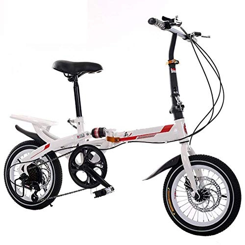 Folding Bike : Folding Bicycle, Road Bike Speed Dual Disc Brake Bicycle with Anti-Skid And Wear-Resistant Tire Lightweight Alloy Folding City Bike for Adults Student, 16inches