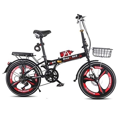 Folding Bike : Folding Bicycle Shifting Disc Brake Shock Absorption Folding Bicycle Women's Bicycle 6-speed 20-inch Wheel Bicycle (Color : BLACK, Size : 150 * 30 * 100CM) ( Color : 150*30*100cm , Size : White )