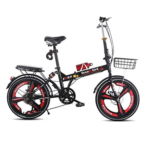 Folding Bike : Folding Bicycle Shifting Disc Brake Shock Absorption Folding Bicycle Women's Bicycle 6-speed 20-inch Wheel Bicycle (Color : PINK, Size : 150 * 30 * 100CM) ( Color : 150*30*100cm , Size : Black )