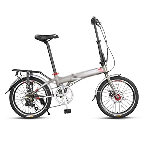 Folding Bike : Folding Bicycle Speed Bicycle 20 Inch Bicycle Small Bicycle, High Carbon Steel Frame, 7-speed Transmission System, The Best Gift (Color : GRAY, Size : 154 * 30 * 118CM)
