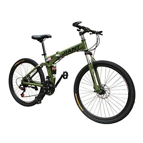 Folding Bike : Folding Bicycle Student Adult Men's Women's Mountain Bike Off-Road Bike Speed Bike Commuter Leisure Sports Road Racing 21 / 24 Speed Multiple Colors Available ( Color : Green , Size : 21 speed )