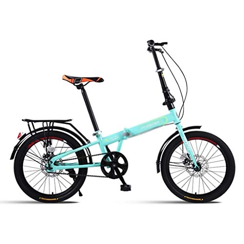 Folding Bike : Folding Bicycle Student Bike Adult Bicycles 20 Inch Bicycles Road Bikes Single Speed Bicycle (Color : Green, Size : 20 inches)