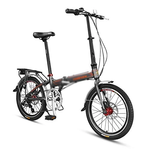 Folding Bike : Folding Bicycle Ultra Light Portable Bicycles 20 Inch Aluminum Alloy Bike Variable Speed Bikes (Color : Gray, Size : 20 inches)