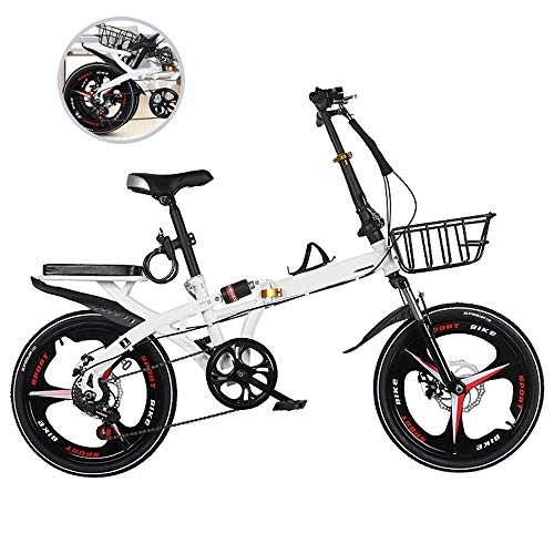 Folding Bike : Folding Bicycle with ABEC-Chrome Steel Bearings Inside, Light Riding Experience, Variable Speed Folding Double Shock Absorbers, Folded in Ten Seconds, Can Be Carried into The Office Or Car Trunk