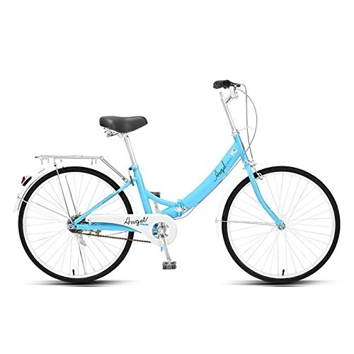 Folding Bike : Folding Bicycle Women'S Light Work Adult Adult Ultra Light Variable Speed Portable Adult 24 Inch Small Student Male Bicycle Folding Bicycle Bike (Color : Blue)