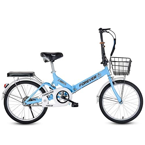 Folding Bike : Folding Bicycles, 20In Carbon Steel Mountain Bike Light And Durable Adult Mountain Bikes Anti-Skid Tires Riding Safer And Stronger Men's / Ladies' Bike, Blue, 7 speed