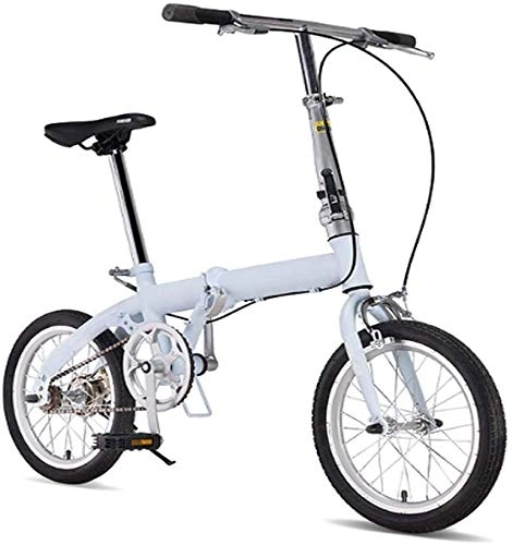 Folding Bike : Folding bicycles, adult men and women ultralight portable bicycles, commuters, adjustable handlebars and seats, aluminum frame, single speed 16 inch, Gray