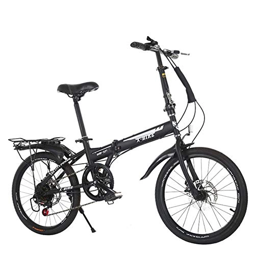 Folding Bike : Folding Bicycles, Adult Mountain Bikes High Carbon Steel Folding Frame Light And Durable Fold at Any Time And Save Space Load Capacity120kg, Black