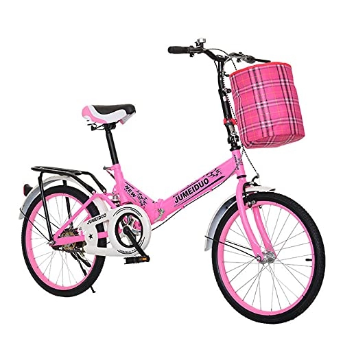 Folding Bike : Folding Bicycles with Basket, 20 Inch Portable Lightweight City Travel Exercise for Adults Men Women Kids Children Foldable Bicycles