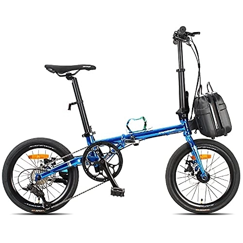 Folding Bike : Folding Bike 16 Inch, City Bicycle Comfortable Lightweight 9 Speed Disc Brakes, Foldable Bicycles Portable Lightweight City Travel Exercise for Adults Men Women Variable-Speed