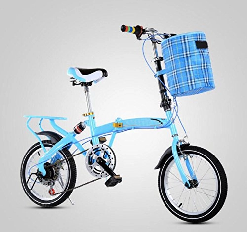 Folding Bike : Folding Bike 16-inch Speed-changing Courier Light-weight Bicycle Adult Car Children Bicycle Male Female Student Bicycle, Blue-16in