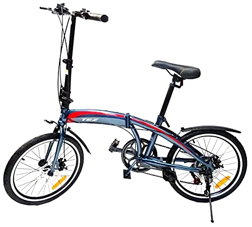 Folding Bike : Folding Bike, 20 Inch Comfortable Lightweight 7 Speed Disc Brakes 5'2" 6' Unisex