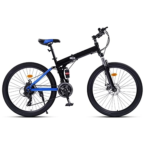 Folding Bike : Folding Bike 24 / 27 Speed Mountain Bike 24 Inches Wheels MTB Dual Suspension Bicycle Adult Student Outdoors Sport Cycling, Blue, 24 speed