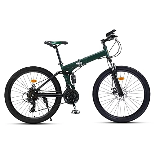 Folding Bike : Folding Bike 24 / 27 Speed Mountain Bike 24 Inches Wheels MTB Dual Suspension Bicycle Adult Student Outdoors Sport Cycling, Green, 24 speed