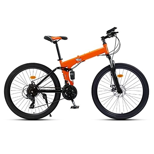 Folding Bike : Folding Bike 24 / 27 Speed Mountain Bike 24 Inches Wheels MTB Dual Suspension Bicycle Adult Student Outdoors Sport Cycling, Orange, 27 speed