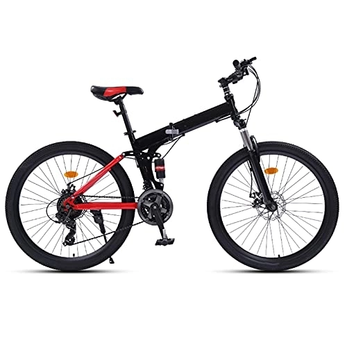 Folding Bike : Folding Bike 24 / 27 Speed Mountain Bike 24 Inches Wheels MTB Dual Suspension Bicycle Adult Student Outdoors Sport Cycling, Red, 24 speed