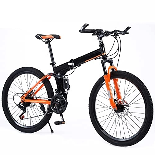 Folding Bike : Folding Bike 24 / 27 Speed Mountain Bike 26 Inches Wheels MTB Dual Suspension Bicycle Adult Student Outdoors Sport Cycling, Orange, 27 speed