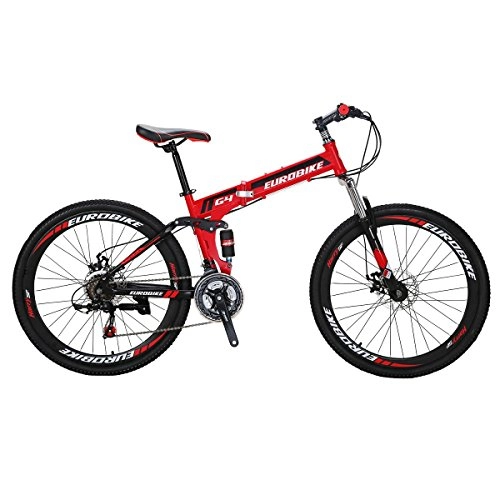 Folding Bike : Folding Bike, 26 Inch Comfortable Lightweight 21 Speed Disc Brakes Suitable For 5'2" To 6' Unisex Fold Foldable Unisex's (Red)