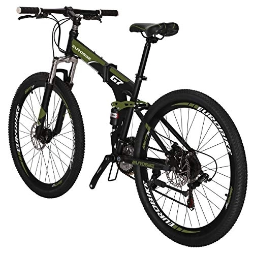 Folding Bike : Folding Bike, 27.5 Inch mountain bike, Comfortable Lightweight, 21 Speed bike, Disc Brakes, Suitable For 5'2" To 6' Unisex Fold Foldable Unisex's (Green)