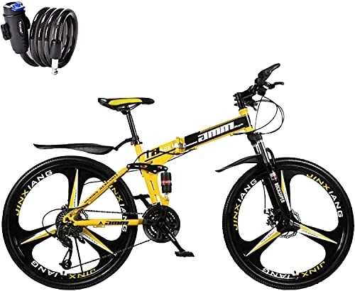 Folding Bike : Folding Bike, 27 Speed Mountain Bike, Spoke Wheels Dual Suspension Folding Bike 26 Inches, Steel Frame 13