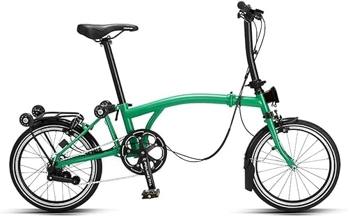Folding Bike : Folding Bike, 3 Speed Foldable Bicycle Steel Frame Dual Disc Brake Rear Suspension, Lightweight Commuting Adult Bike for Men Women, Front and Rear Double Shock Absorption (Color : Matcha Green, Size