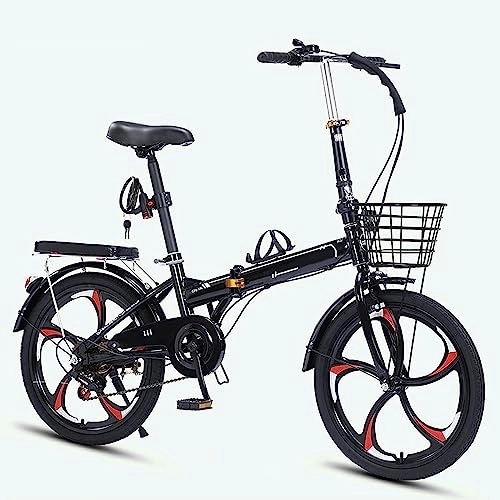 Folding Bike : Folding Bike, 7-Speed Drivetrain, Bicycles Folding Bike for Adult Camping Bicycle Light Weight Carbon Steel Height Adjustable Folding Bike with Front and Rear Fenders B, 20in