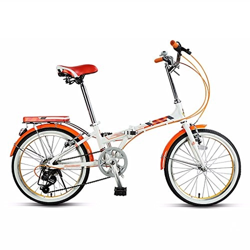 Folding Bike : Folding bike 7 variable speed 20 inch adult student adolescent light carrying bicycle ( Color : Orange )