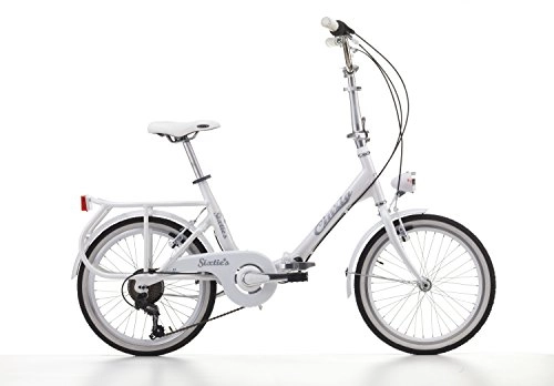 Folding Bike : Folding Bike Cicli Cinzia Sixtie's in Aluminum 20 Inch with Shimano 6 Speed White