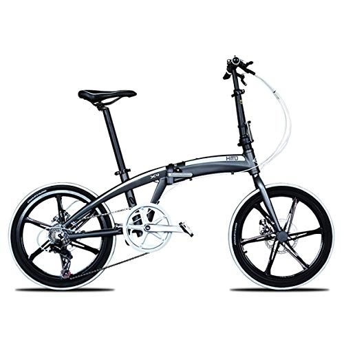 Folding Bike : Folding Bike, Citybike Commuter Bike with 20 Inches 6-Spoke Wheels MTB Suspension Bicycle, Titanium, 6SpokeWheels