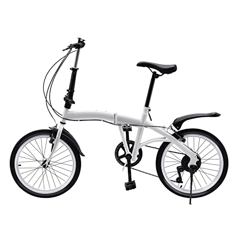 Folding Bike : Folding Bike Foldable 7Speed Bicycle Lightweight Road Carbon Steel City Gears Adults Teenagers Double V-Brake Alloy Gear Urban Adult Heavy Duty Kick Stand For Commuter Cycling Gift Seat 20