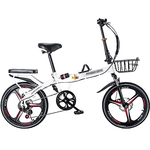 Folding Bike : Folding Bike Foldable Bicycle with 6 Speed Gears Dual Disc-Brake High Carbon Steel Easy Folding City Bicycle, Portable Folding Bike for Adults Teenager (A 16in)