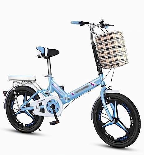Folding Bike : Folding Bike Foldable Folding City Bike, High Carbon Steel Full Suspension Bicycle Lightweight Foldable Bike, for Teens, Adults (D 16in)