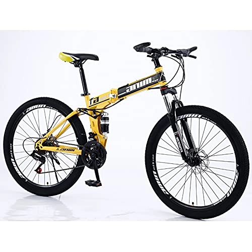 Folding Bike : Folding Bike Folding Bicycle Mountain Bike Double Shock Absorption Integrated Wheel Folding Mountain Bike Bicycle City Bike Suitable for Adults A, 21 speed