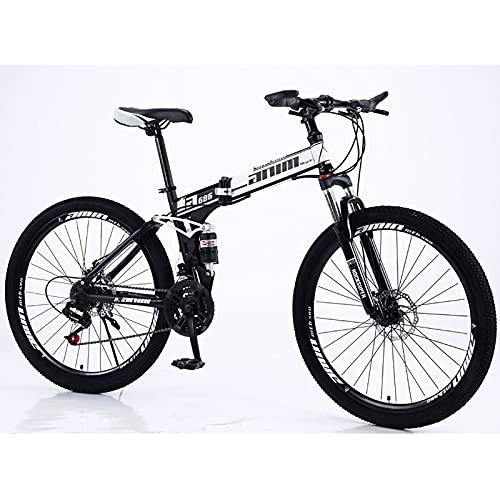 Folding Bike : Folding Bike Folding Bicycle Mountain Bike Double Shock Absorption Integrated Wheel Folding Mountain Bike Bicycle City Bike Suitable for Adults D, 24 speed