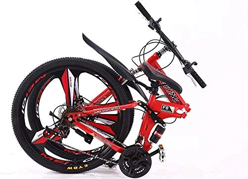 Folding Bike : Folding Bike Folding Mountain Bike Folding Outroad Bicycles Streamline Frame for in Outdoor Bicycle 26-inch 24-Speed-red