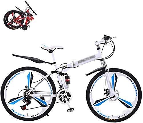 Folding Bike : Folding Bike Folding Mountain Bike Folding Outroad Bicycles Streamline Frame for in Outdoor Bicycle 26-inch 24-Speed-white