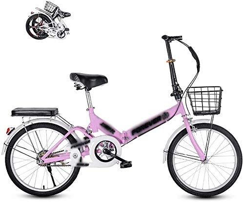 Folding Bike : Folding Bike for Adult kids Foldable Bicycle Folding Outdoor Bicycle for Adults Women Men Mini Folding Bike with V Brake 20inch-Pink