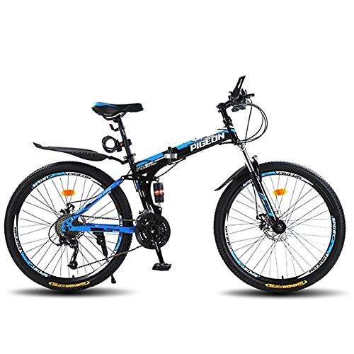 Folding Bike : Folding Bike for Adults, 24 inches, 21 34 37 30 Speed, Adult Mountain Bike, High-Carbon Steel Frame Dual Full Suspension Dual Disc Brake, Outdoor Bicycle for Daily Use Trip Long Journey / A24inc