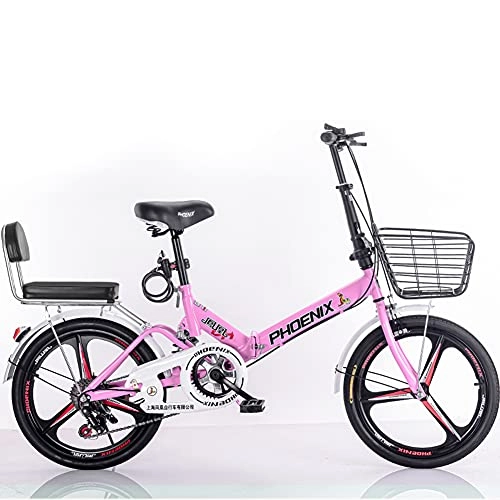 Folding Bike : Folding Bike for Adults, Adult Mountain Bike, 16 20-Inch Wheels, Mens / Womens Alloy Frame, Disc Brakes, Multiple Colours / Pink / 16inch