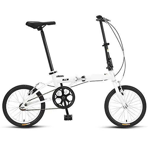 Folding Bike : Folding Bike for Adults, Adult Mountain Bike, High-Carbon Steel Frame Dual Full Suspension Dual Disc Brake, Outdoor Bicycle for Daily Use Trip Long Journey / White